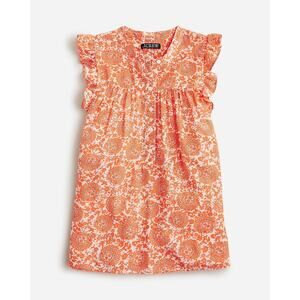 J.Crew Sleeveless Ruffle Trim Top in Floral Bouquet Orange Size Medium